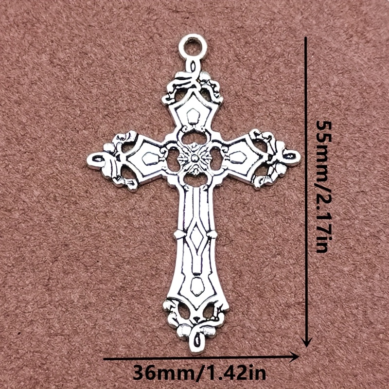 7pcs Retro Big Cross Charm Pendant Set, Bohemian Style